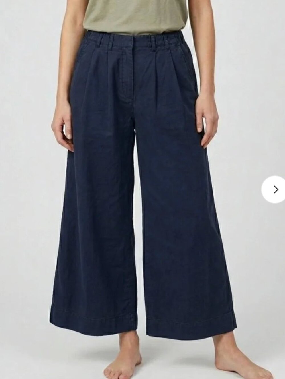 YFB Super Wide Leg Flowy Linen Blend High Waisted Pants Navy Blue XS